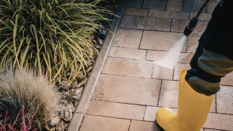 Soft washing garden path and exterior surfaces