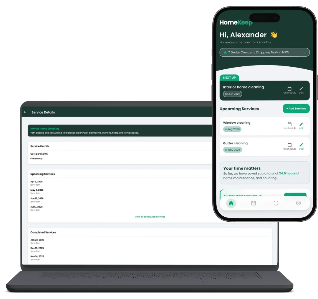 HomeKeep customer portal on mobile and desktop
